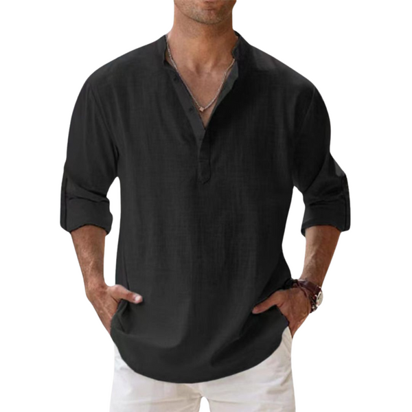 Blake · Camisa Henley de Algodón Efecto Lino