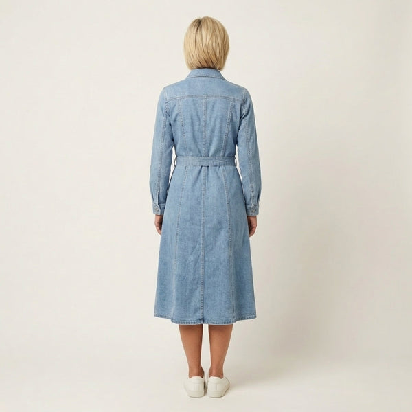 Maribell · Vestido Maxi de Denim con Mangas Largas