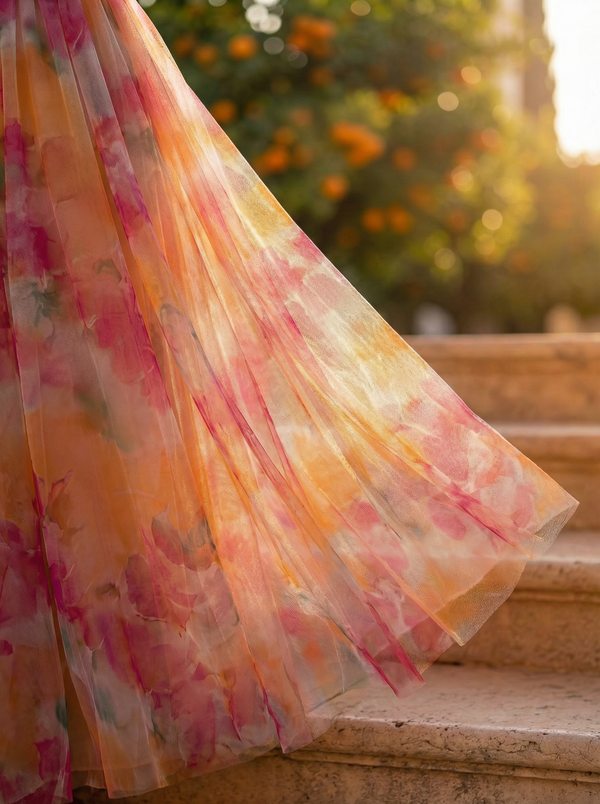 Marbella · Vestido Largo de Seda con Estampado Floral