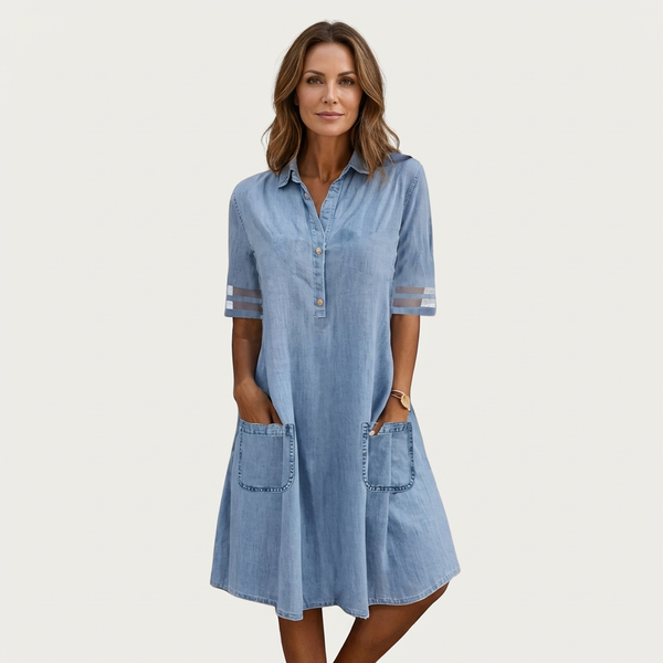 Wonda · Vestido Camisero de Denim Desteñido