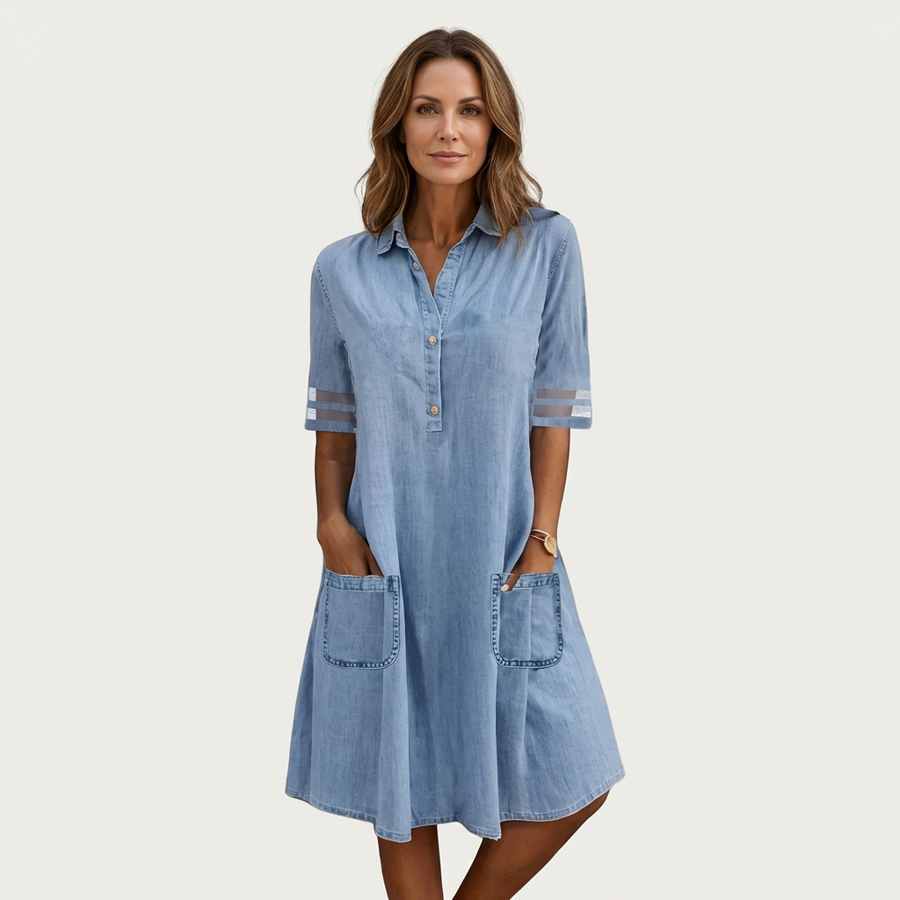 Wonda · Vestido Camisero de Denim Desteñido