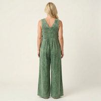 Griselda · Mono de Denim de Pierna Ancha Plisada