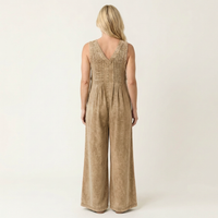 Griselda · Mono de Denim de Pierna Ancha Plisada