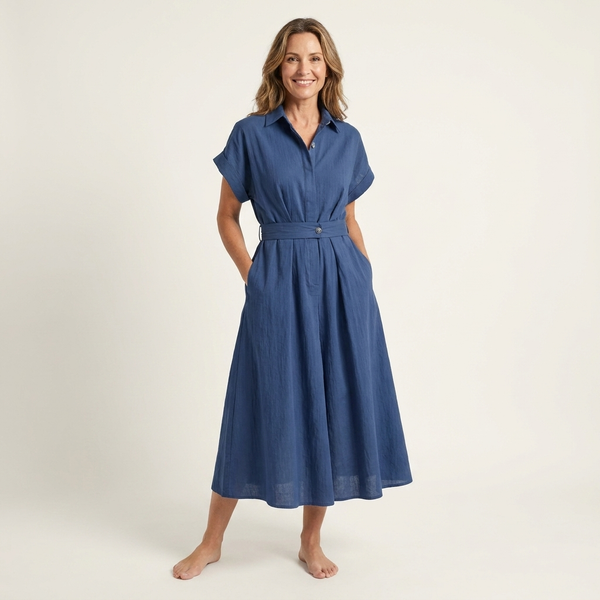 Melody · Vestido Midi Vaquero con Botones y Cinturón