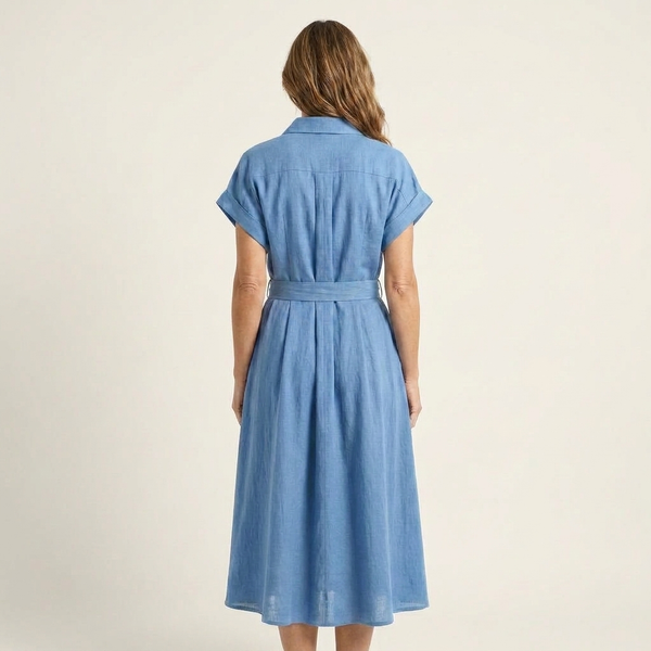 Melody · Vestido Midi Vaquero con Botones y Cinturón