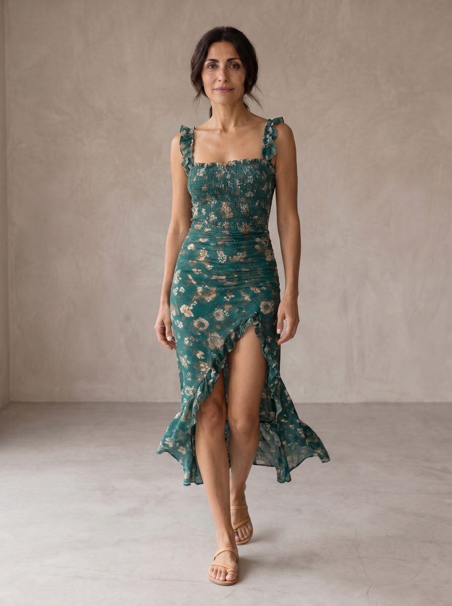 Vestido Largo Elegante de Estilo Retro