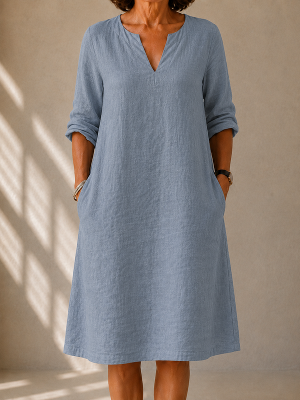 Élina · Vestido Suave con Cuello Tunecino