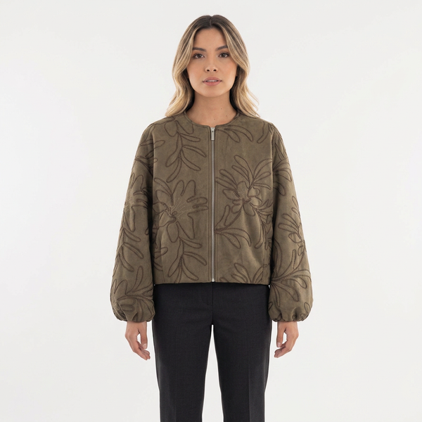 Chaqueta Piloto Ante Bordada