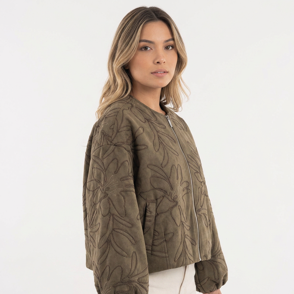Chaqueta Piloto Ante Bordada