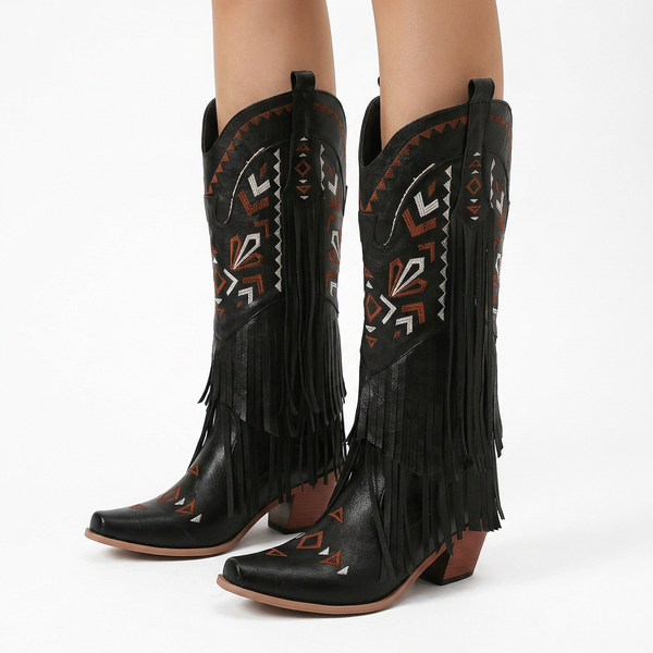 Botas Cowboy Borlas Tacón Alto