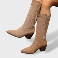 Botas Cowboy Mujer Invierno de Ante Sintético