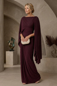 Meryl | Vestido maxi plisado con mangas drapeadas
