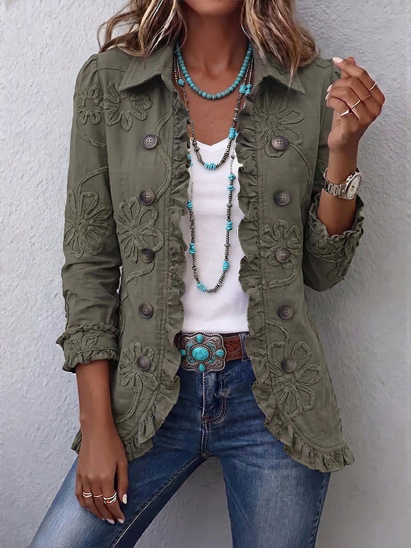 Faustine | Chaqueta utilitaria bohemia con bordado floral