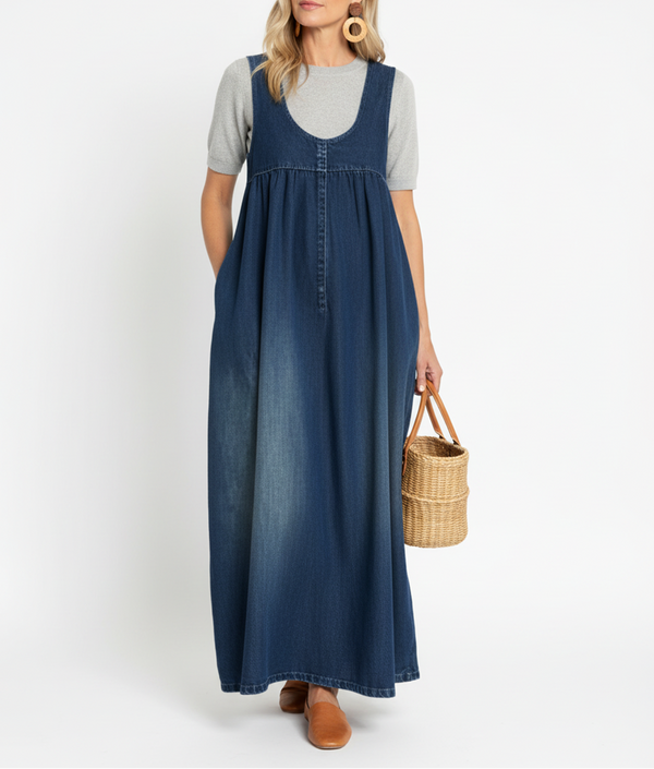 Karen · Vestido Largo de Denim Lavado Vintage