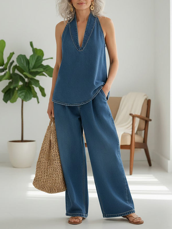 Ivy · Conjunto de Denim Efecto Vintage Lavado
