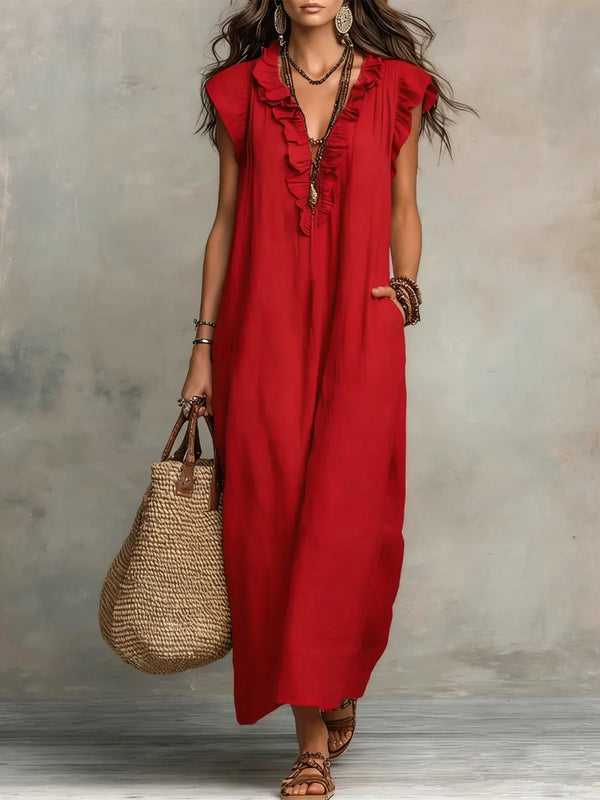 Chiara · Vestido Maxi Bohemio con Escote en V