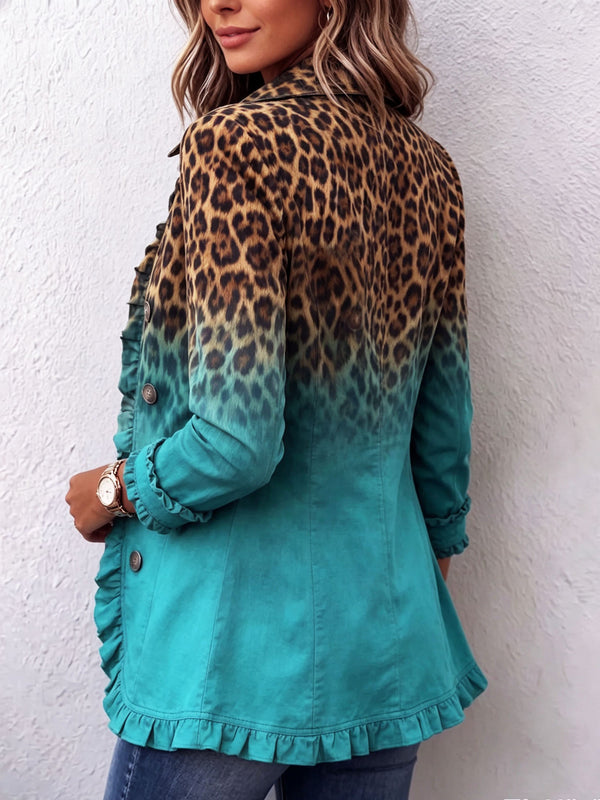 Cassandre | Blazer leopardo degradado con volantes