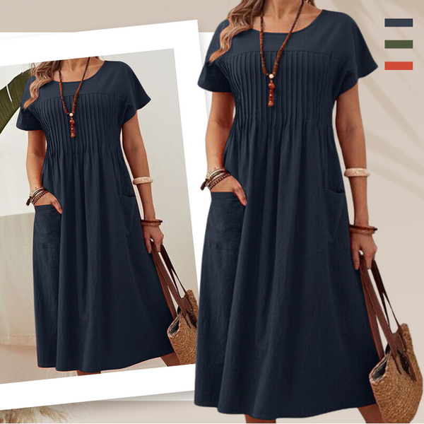 Elsa · Vestido Plisado con Bolsillos