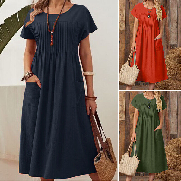 Elsa · Vestido Plisado con Bolsillos