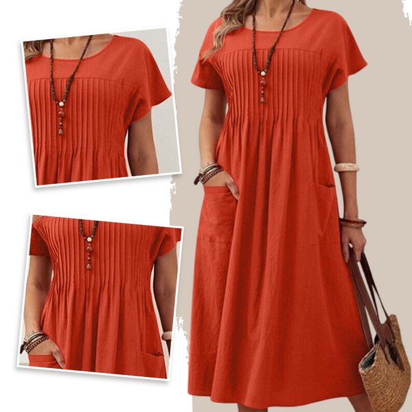 Elsa · Vestido Plisado con Bolsillos