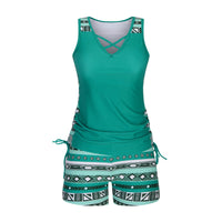 Conjunto Tankini de Dos Piezas de Talle Alto