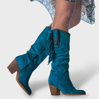Botas Ortopédicas Cowboy Ante Flecos Turquesa